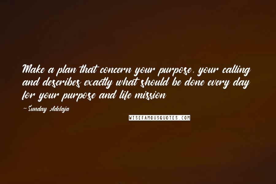 Sunday Adelaja Quotes: Make a plan that concern your purpose, your calling and describes exactly what should be done every day for your purpose and life mission