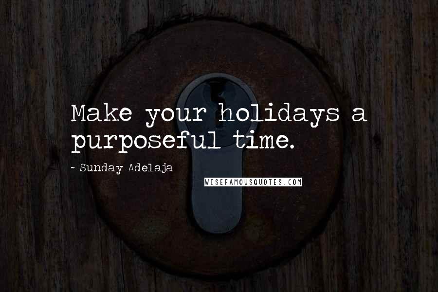 Sunday Adelaja Quotes: Make your holidays a purposeful time.