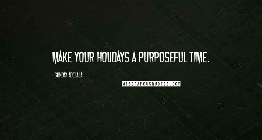 Sunday Adelaja Quotes: Make your holidays a purposeful time.