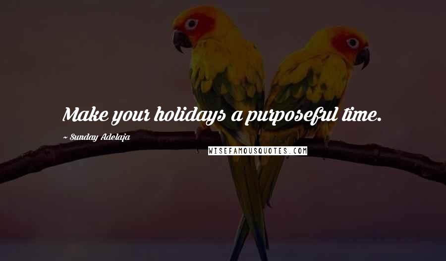 Sunday Adelaja Quotes: Make your holidays a purposeful time.