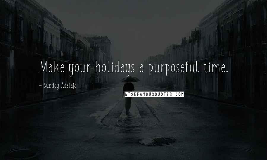 Sunday Adelaja Quotes: Make your holidays a purposeful time.