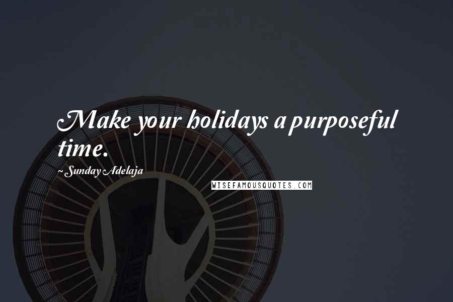 Sunday Adelaja Quotes: Make your holidays a purposeful time.