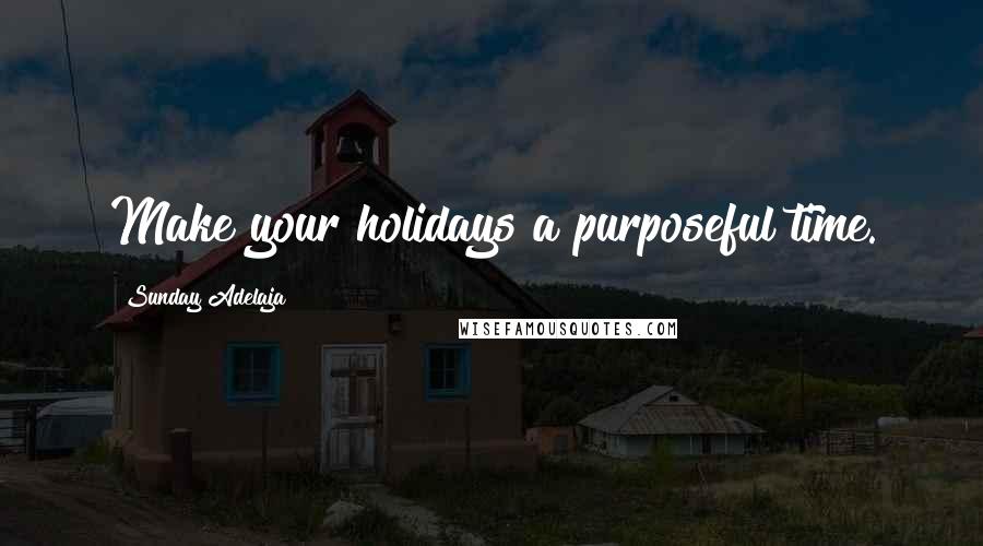 Sunday Adelaja Quotes: Make your holidays a purposeful time.