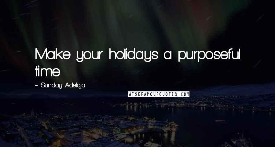 Sunday Adelaja Quotes: Make your holidays a purposeful time.