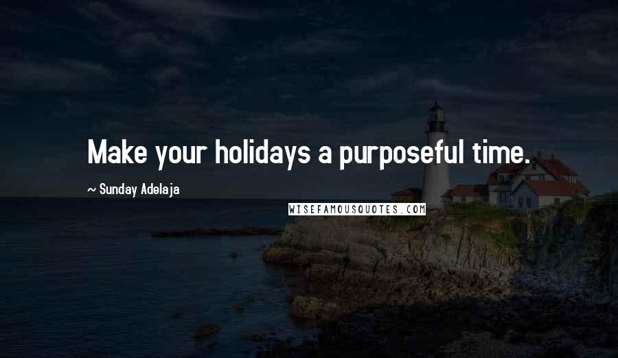 Sunday Adelaja Quotes: Make your holidays a purposeful time.