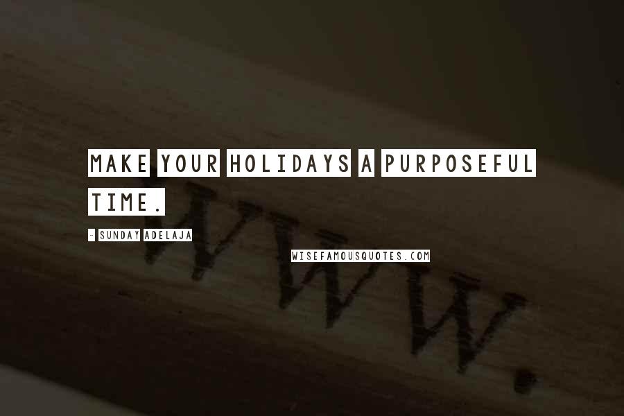 Sunday Adelaja Quotes: Make your holidays a purposeful time.