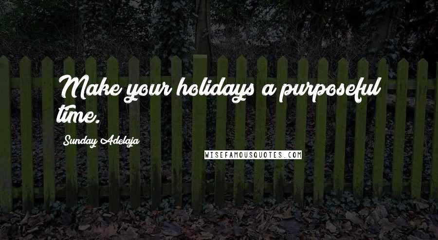 Sunday Adelaja Quotes: Make your holidays a purposeful time.