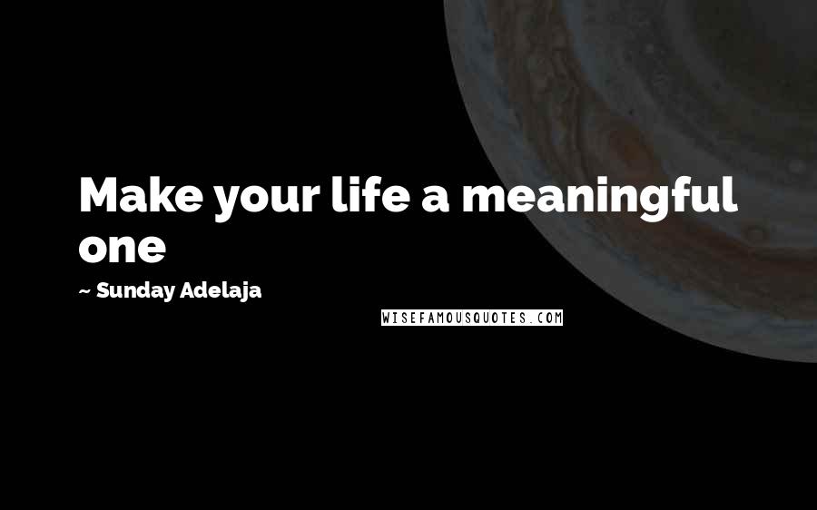 Sunday Adelaja Quotes: Make your life a meaningful one