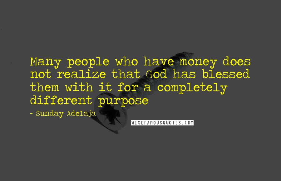 Sunday Adelaja Quotes: Many people who have money does not realize that God has blessed them with it for a completely different purpose