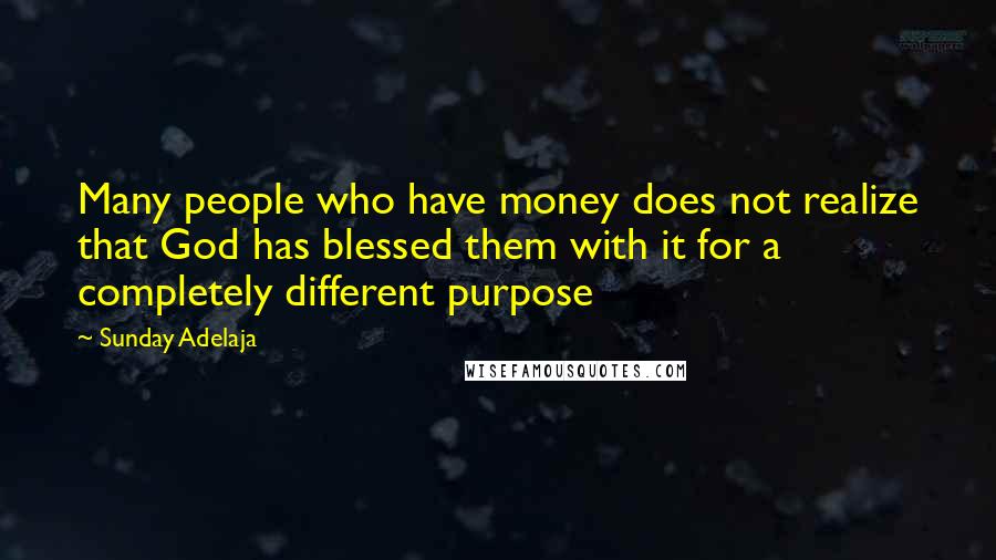 Sunday Adelaja Quotes: Many people who have money does not realize that God has blessed them with it for a completely different purpose