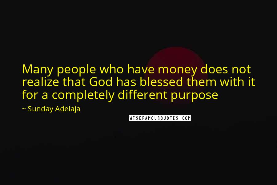 Sunday Adelaja Quotes: Many people who have money does not realize that God has blessed them with it for a completely different purpose