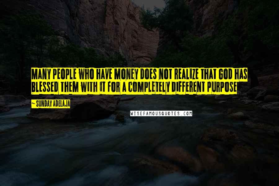 Sunday Adelaja Quotes: Many people who have money does not realize that God has blessed them with it for a completely different purpose