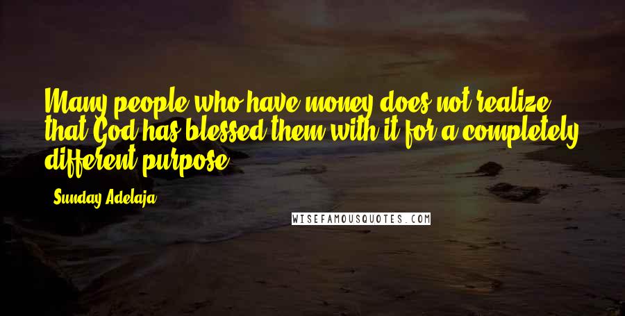 Sunday Adelaja Quotes: Many people who have money does not realize that God has blessed them with it for a completely different purpose