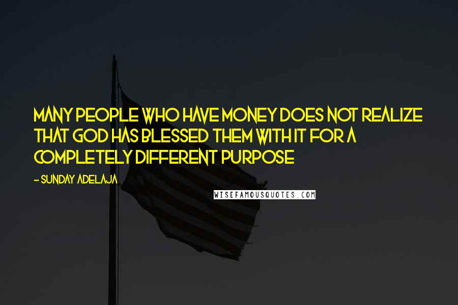 Sunday Adelaja Quotes: Many people who have money does not realize that God has blessed them with it for a completely different purpose