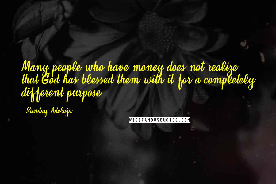 Sunday Adelaja Quotes: Many people who have money does not realize that God has blessed them with it for a completely different purpose