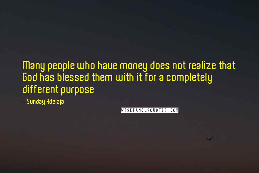 Sunday Adelaja Quotes: Many people who have money does not realize that God has blessed them with it for a completely different purpose