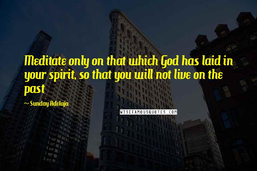 Sunday Adelaja Quotes: Meditate only on that which God has laid in your spirit, so that you will not live on the past