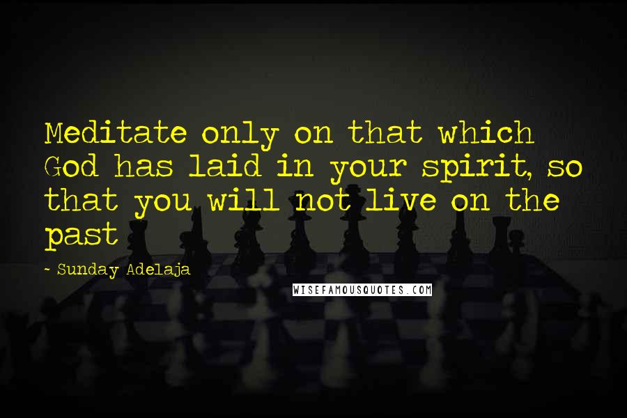 Sunday Adelaja Quotes: Meditate only on that which God has laid in your spirit, so that you will not live on the past