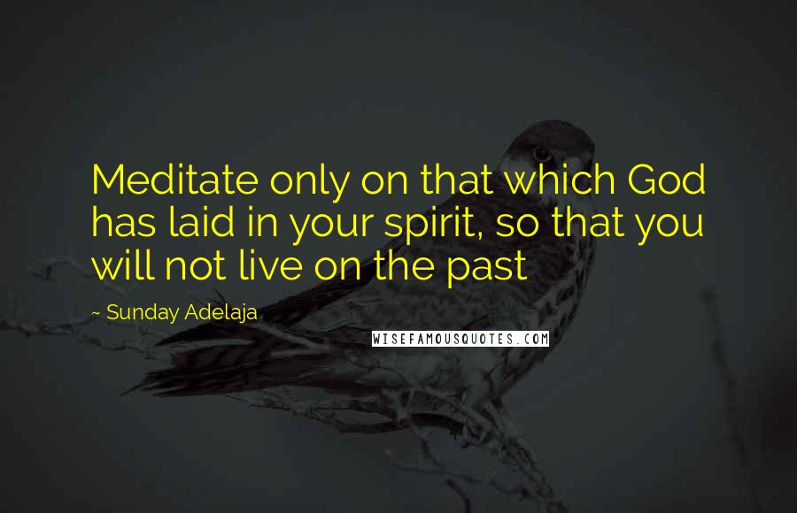 Sunday Adelaja Quotes: Meditate only on that which God has laid in your spirit, so that you will not live on the past