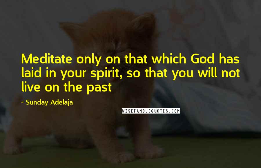 Sunday Adelaja Quotes: Meditate only on that which God has laid in your spirit, so that you will not live on the past