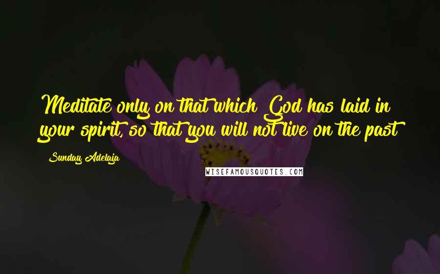 Sunday Adelaja Quotes: Meditate only on that which God has laid in your spirit, so that you will not live on the past