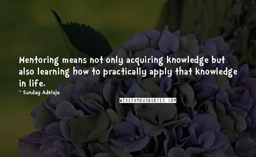 Sunday Adelaja Quotes: Mentoring means not only acquiring knowledge but also learning how to practically apply that knowledge in life.