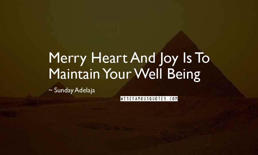 Sunday Adelaja Quotes: Merry Heart And Joy Is To Maintain Your Well Being