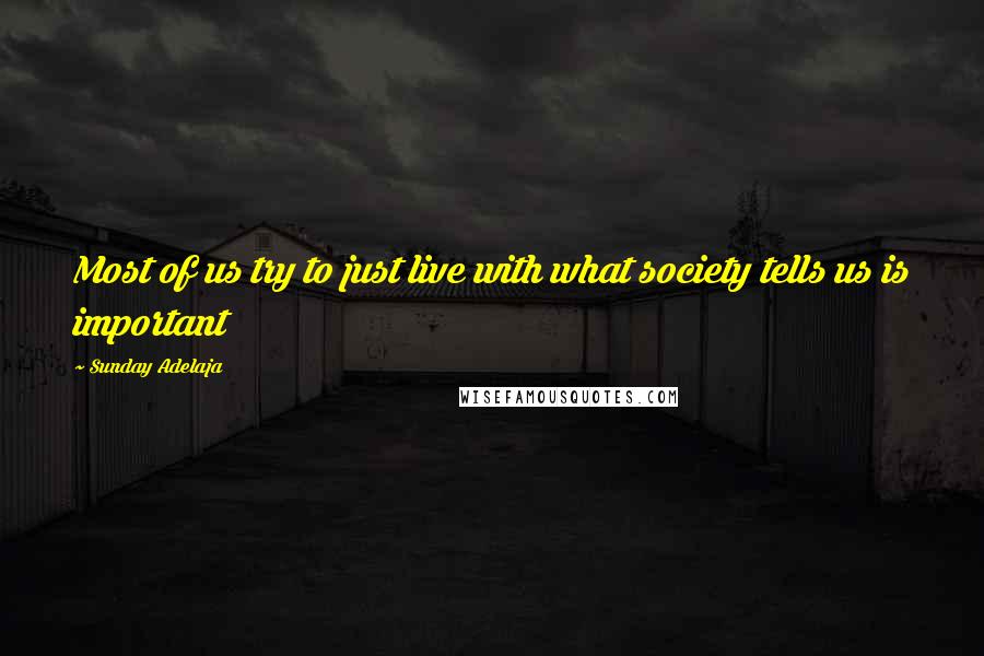 Sunday Adelaja Quotes: Most of us try to just live with what society tells us is important