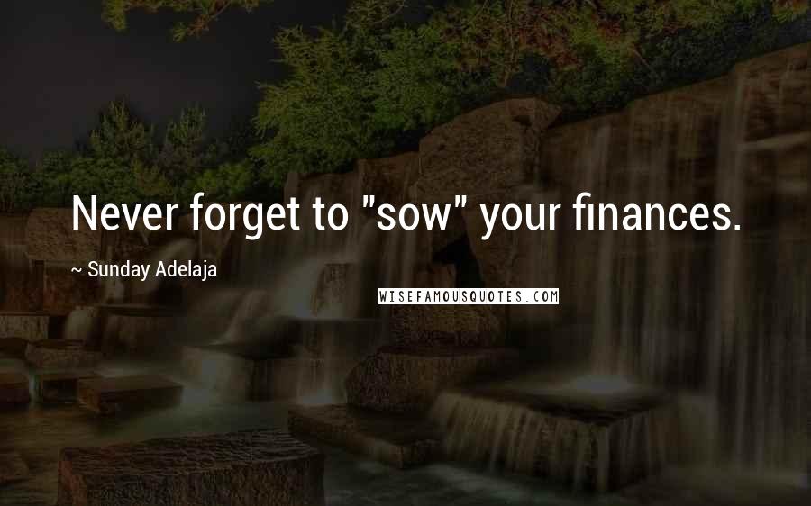 Sunday Adelaja Quotes: Never forget to "sow" your finances.