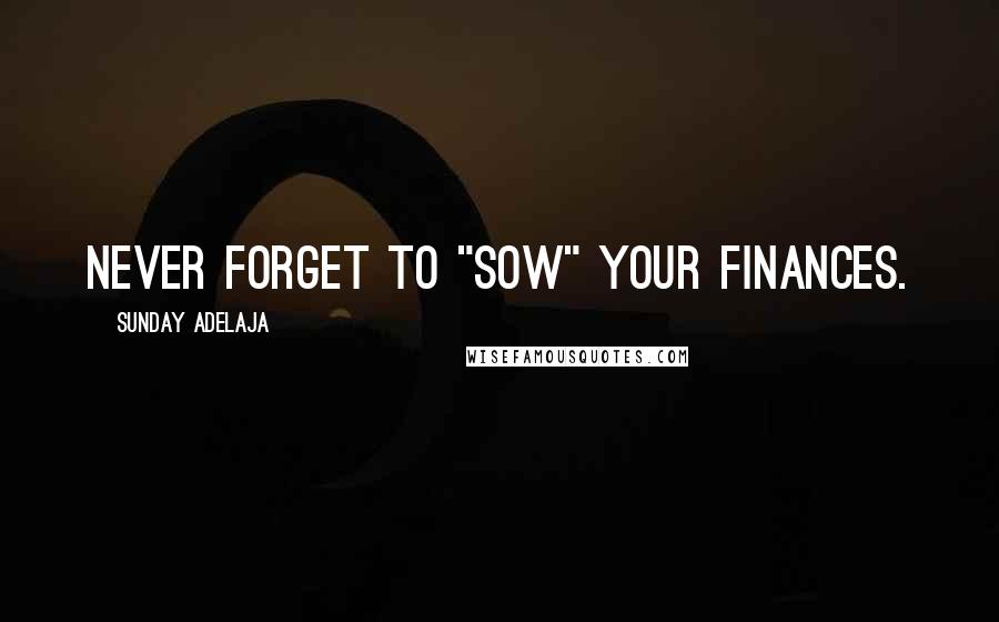 Sunday Adelaja Quotes: Never forget to "sow" your finances.
