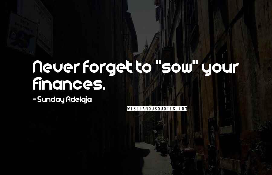 Sunday Adelaja Quotes: Never forget to "sow" your finances.