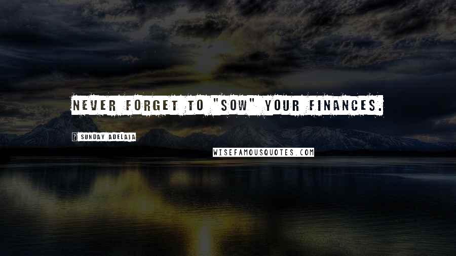 Sunday Adelaja Quotes: Never forget to "sow" your finances.