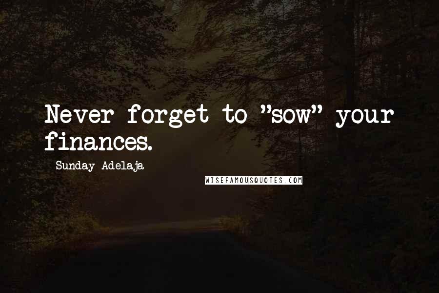Sunday Adelaja Quotes: Never forget to "sow" your finances.