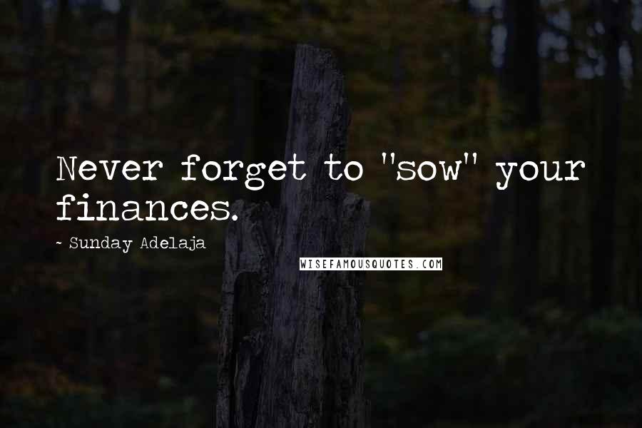 Sunday Adelaja Quotes: Never forget to "sow" your finances.