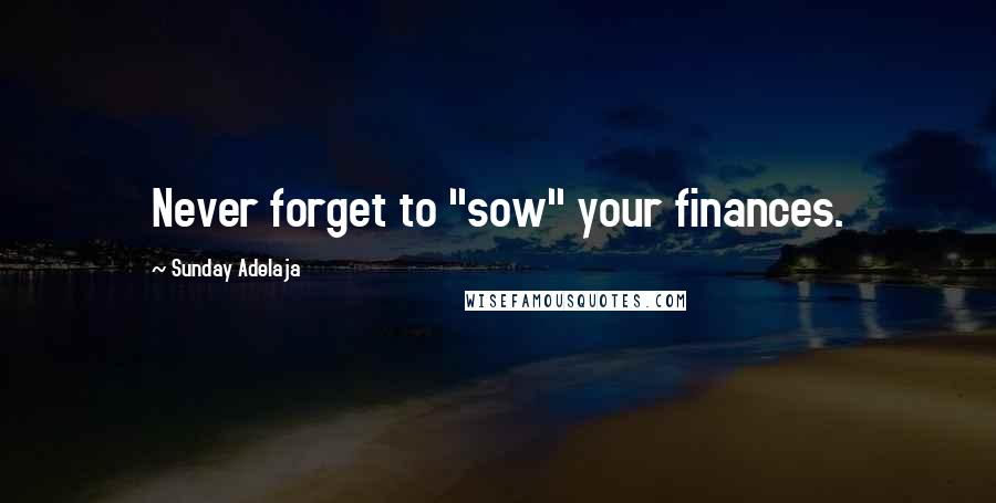 Sunday Adelaja Quotes: Never forget to "sow" your finances.