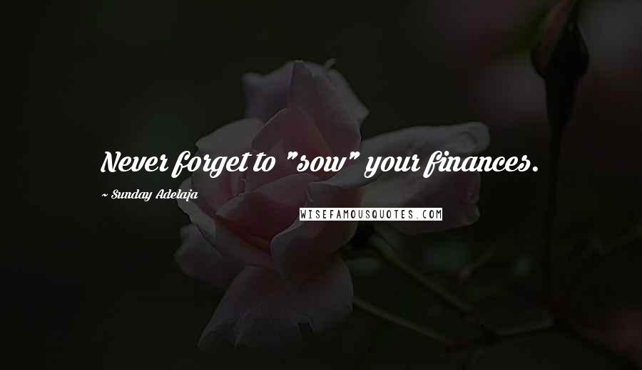 Sunday Adelaja Quotes: Never forget to "sow" your finances.