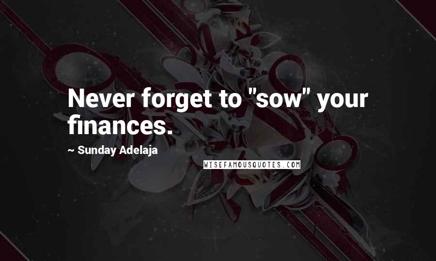 Sunday Adelaja Quotes: Never forget to "sow" your finances.