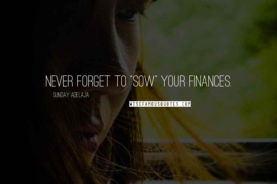Sunday Adelaja Quotes: Never forget to "sow" your finances.