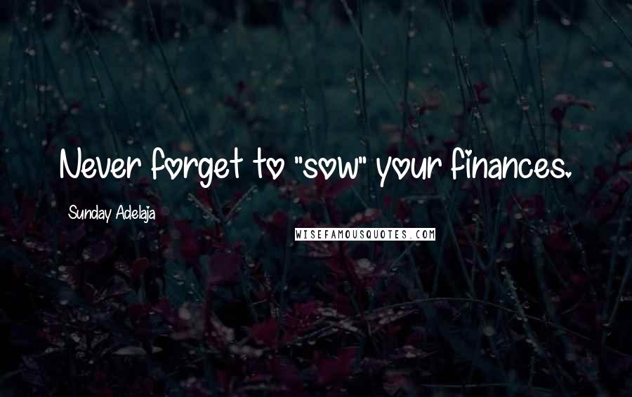 Sunday Adelaja Quotes: Never forget to "sow" your finances.