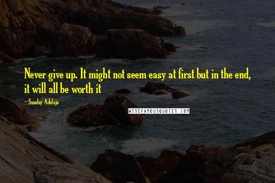 Sunday Adelaja Quotes: Never give up. It might not seem easy at first but in the end, it will all be worth it