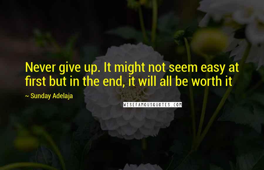 Sunday Adelaja Quotes: Never give up. It might not seem easy at first but in the end, it will all be worth it