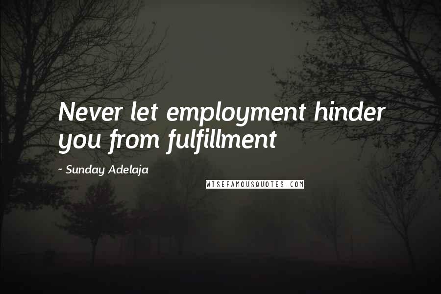 Sunday Adelaja Quotes: Never let employment hinder you from fulfillment