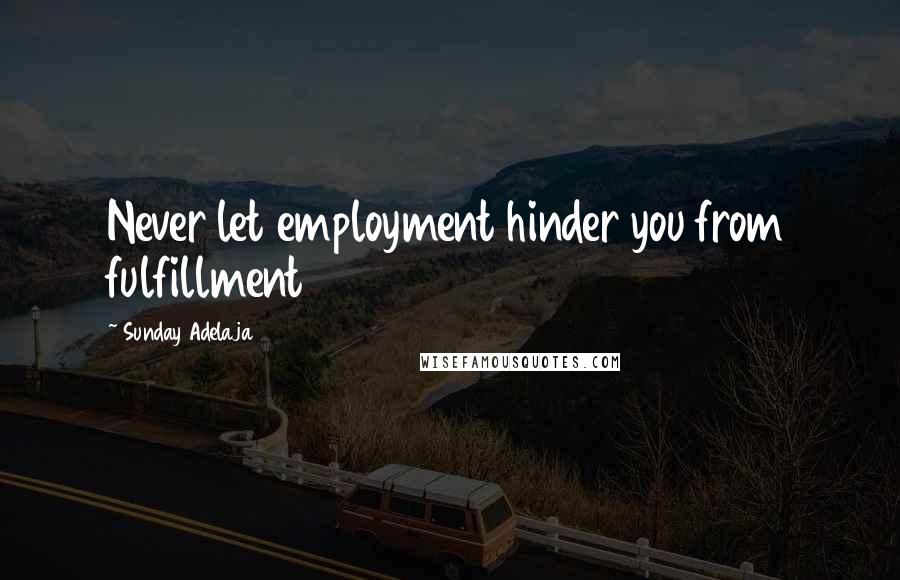 Sunday Adelaja Quotes: Never let employment hinder you from fulfillment