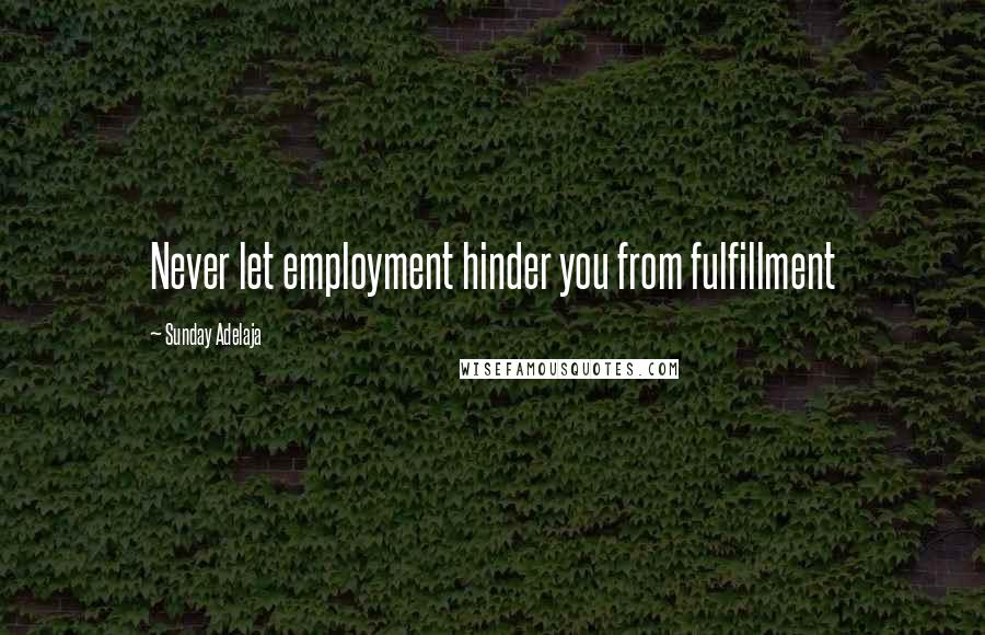 Sunday Adelaja Quotes: Never let employment hinder you from fulfillment