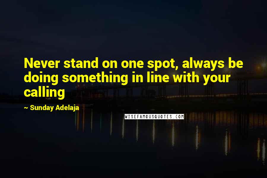 Sunday Adelaja Quotes: Never stand on one spot, always be doing something in line with your calling