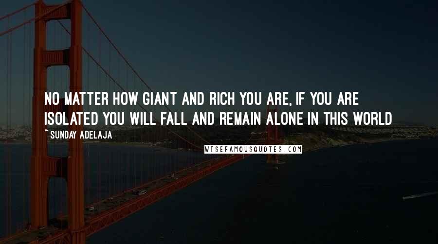 Sunday Adelaja Quotes: No matter how giant and rich you are, if you are isolated you will fall and remain alone in this world