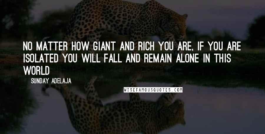 Sunday Adelaja Quotes: No matter how giant and rich you are, if you are isolated you will fall and remain alone in this world