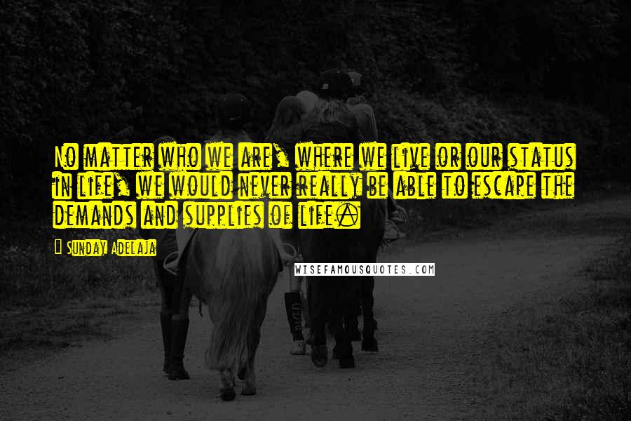 Sunday Adelaja Quotes: No matter who we are, where we live or our status in life, we would never really be able to escape the demands and supplies of life.