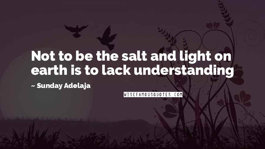 Sunday Adelaja Quotes: Not to be the salt and light on earth is to lack understanding