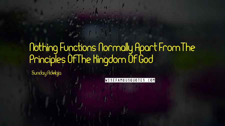 Sunday Adelaja Quotes: Nothing Functions Normally Apart From The Principles Of The Kingdom Of God